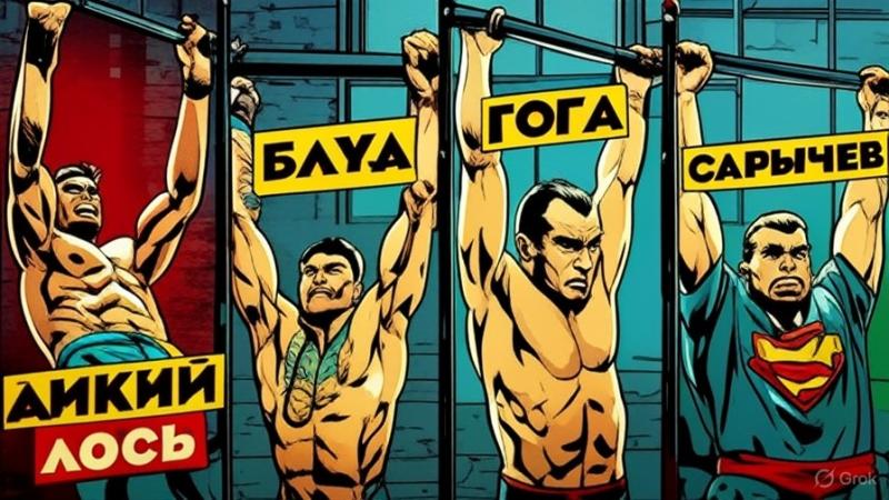 Дикий Лось, Гога, Виктор Блуд и Кирилл Сарычев зарубились на крутящемся турнике